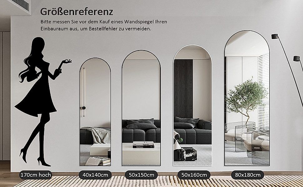 Boromal Ganzkörperspiegel 180x80 Spiegel groß Wandspiegel günstig online kaufen