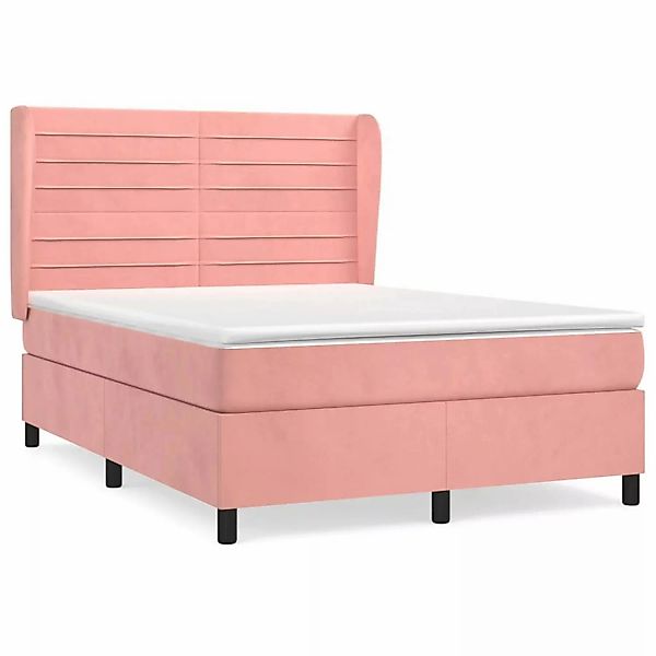 vidaXL Boxspringbett mit Matratze Rosa 140x200 cm Samt1372708 günstig online kaufen