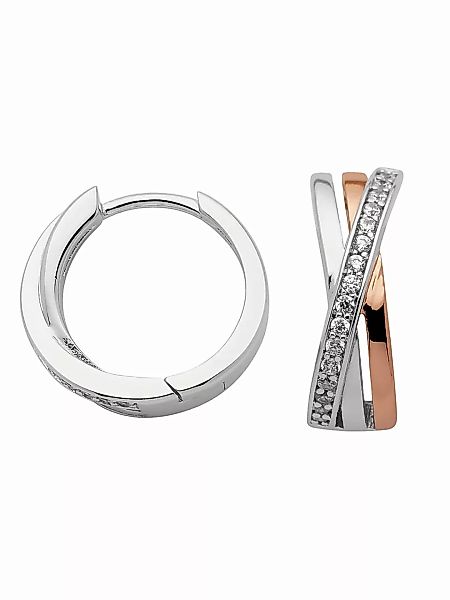 Adelia´s Paar Ohrhänger "925 Silber Ohrringe Creolen mit Zirkonia Ø 15,8 mm günstig online kaufen