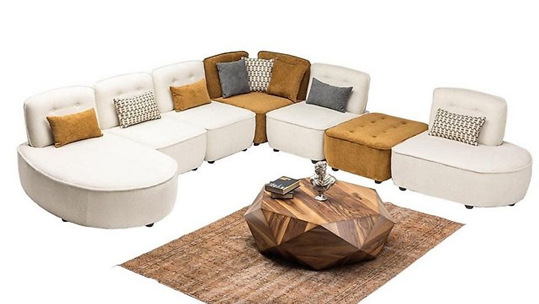 JVmoebel Ecksofa Design Wohnzimmer L-Form Ecksofa in Beige aus Edlem Textil günstig online kaufen