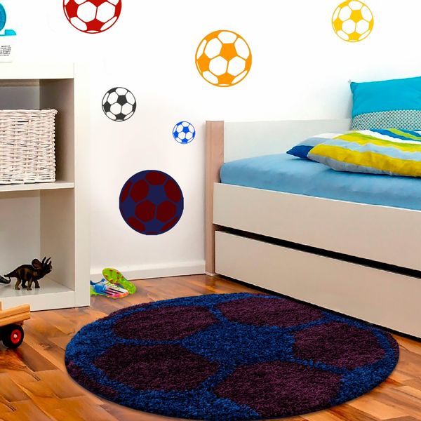 Ayyildiz Teppiche Kinderteppich "Fun 6001" rund 30 mm Höhe Fußball Design günstig online kaufen