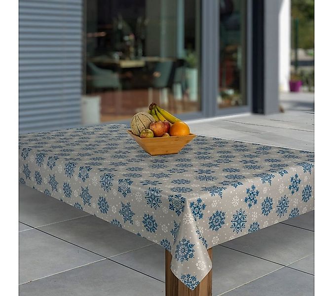 laro Tischdecke Wachstuch-Tischdecken Weihnachten Schneeflocke Weiß Beige r günstig online kaufen
