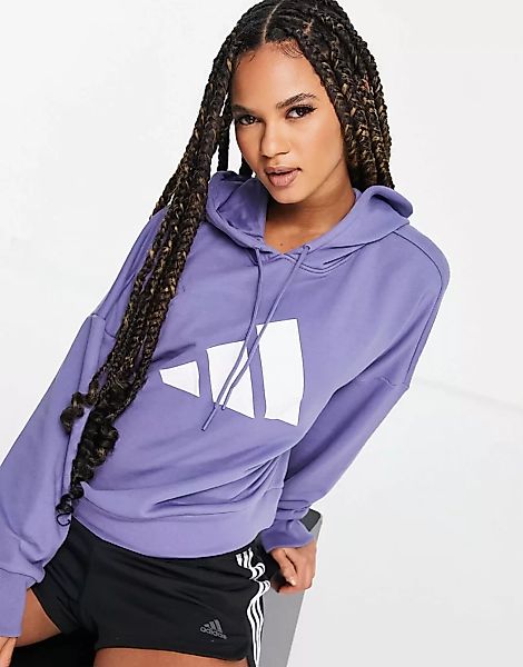 adidas Training – Kapuzenpullover in Lila mit großem Logo-Violett günstig online kaufen