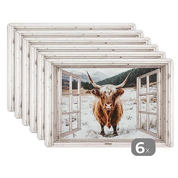 MuchoWow Platzset Schottische Highlander - Winterlandschaft günstig online kaufen