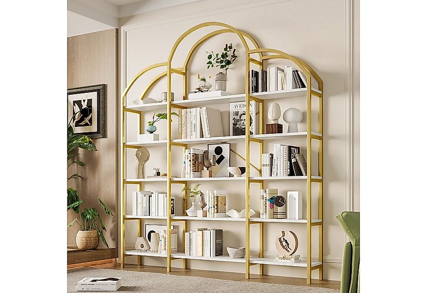 Merax Bücherregal in Gold-Weiß mit Wolkenform, 1-tlg., Metallregal mit 5 Ab günstig online kaufen