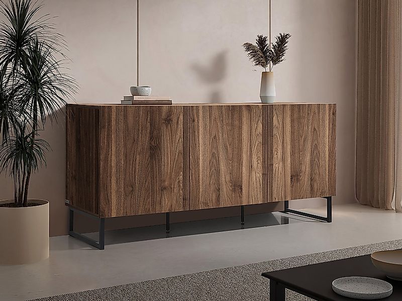 Sideboard mit 3 Türen - Dunkel Natur - CEVANIA günstig online kaufen