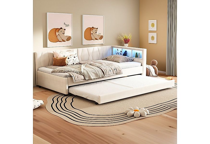 REDOM Schlafsofa Modernes Polsterbett mit LED-Beleuchtung, USB-Ladeanschlus günstig online kaufen