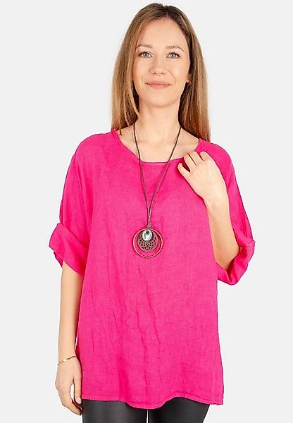 Seasons of April Kurzarmbluse Oversized Lina Weit geschnittene Leinenbluse günstig online kaufen