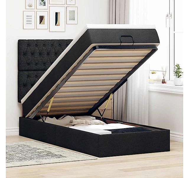 vidaXL Bett, Ottoman-Bett mit Matratze Schwarz 90x190 cm Stoff günstig online kaufen