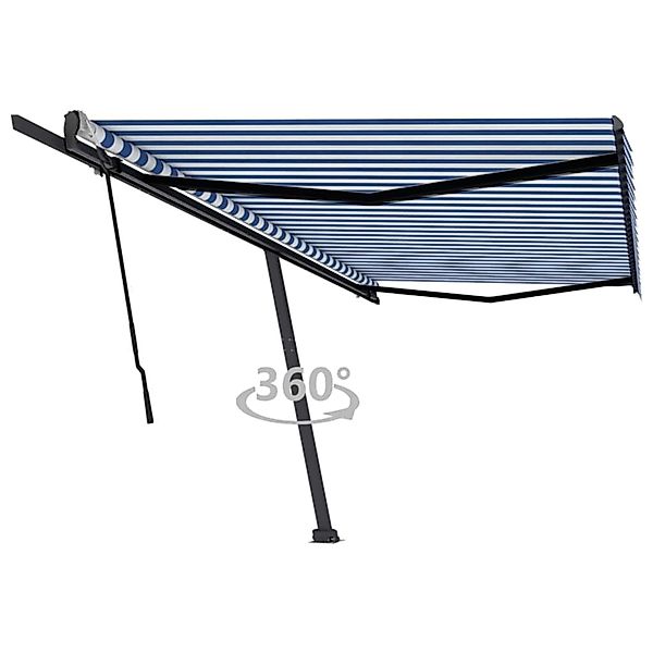 furnicato Standmarkise Manuell Einziehbar 500x350 cm Blau/Weiß günstig online kaufen