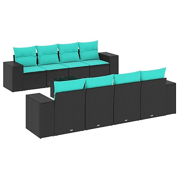 vidaXL 9-Tlg Gartensofa-Set mit Kissen Schwarzes Polyrattan 3222346 günstig online kaufen