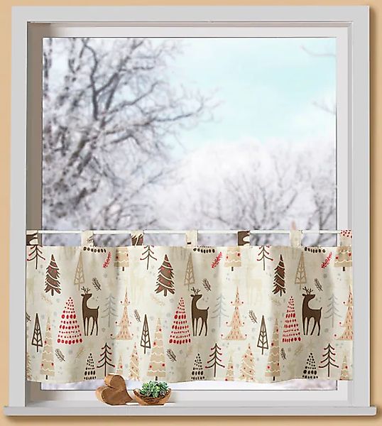 Weckbrodt Scheibengardine »Waldmotive«, (1 St.), Bistro, Leinen-Optik, blic günstig online kaufen