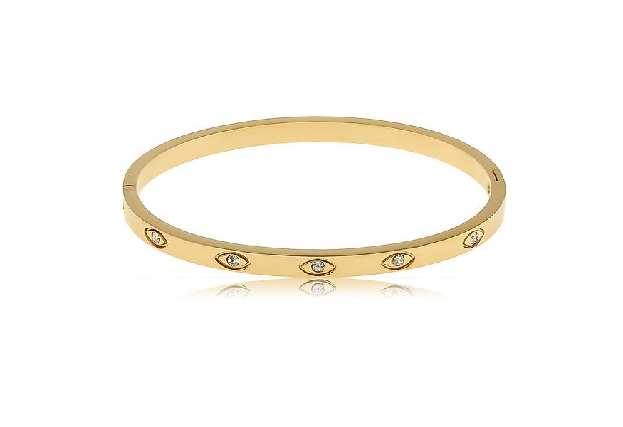 Made by Nami Armreif Gold mit eingraviertem Evil Eye und Edelsteinen - 5.8 günstig online kaufen