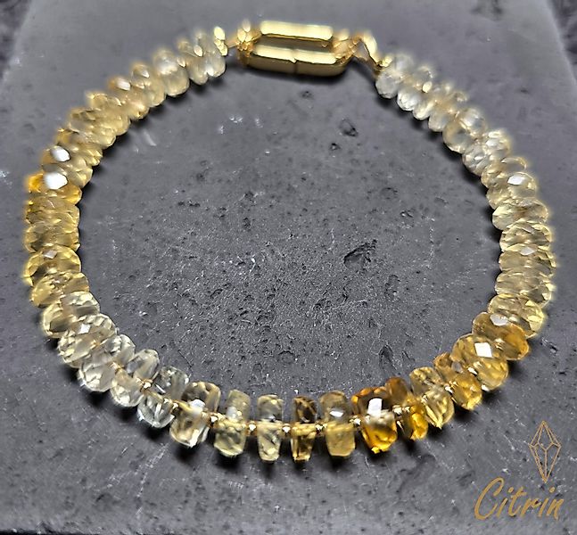 GOLDEN Charm-Armband Edelstein Citrin facettierte Rondelle günstig online kaufen