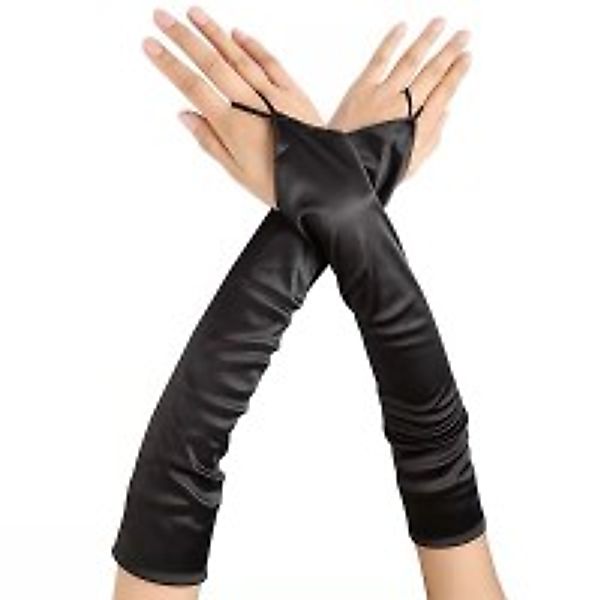 Lange Fäustlinge Satin Handschuhe Schwarz günstig online kaufen