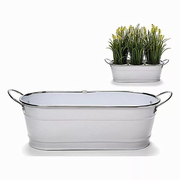 Blumenkasten Weiß Silber Metall Silberfarben (32,5 X 10,5 X 11 Cm) (32,5 X günstig online kaufen