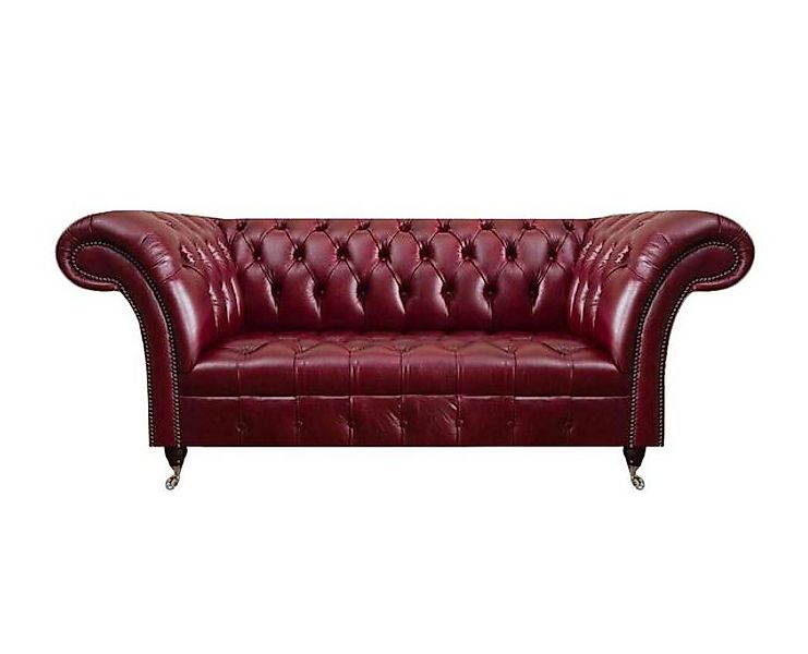 JVmoebel Chesterfield-Sofa Wohnzimmer Roter Leder Chesterfield Zweisitzer P günstig online kaufen