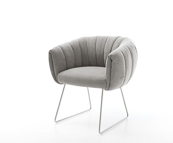 Esszimmerstuhl Jada-Flex Strukturstoff Soft Grau Kufengestell Edelstahl Tas günstig online kaufen