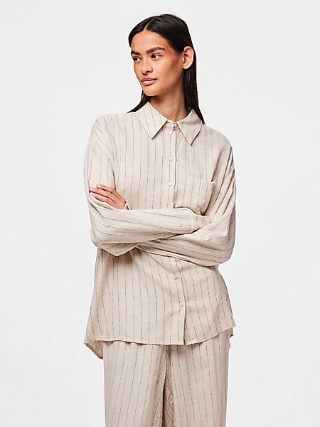 pieces Hemdbluse "PCPIA LS LOOSE SHIRT WVN NOOS", mit Leinen günstig online kaufen