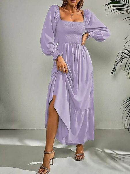 RUZU UG Dirndl Damen Ausschnitt Lang Kleid Elegant Rüschen Maxikleid Langar günstig online kaufen