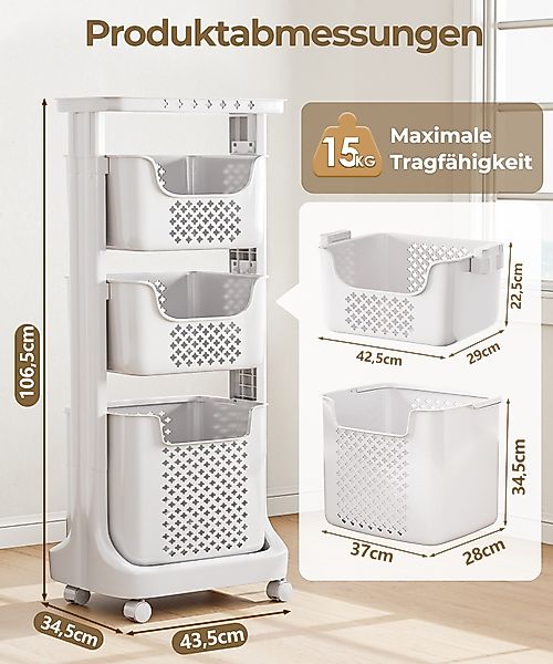 Yorbay Wäschekorb Wäschewagen mit Rollen (Praktischer günstig online kaufen