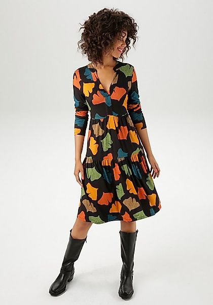 Aniston CASUAL Jerseykleid mit bunten Blättern bedruckt - jedes Teil ein Un günstig online kaufen
