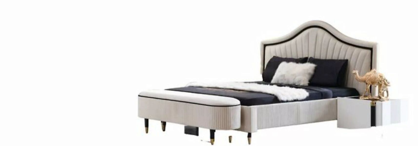 JVmoebel Bett Set 3tlg. Schlafzimmer Garnitur Bett 2x Nachttisch Stil Itali günstig online kaufen