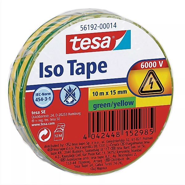 Tesa Iso Tape Gelb-Grün 10 m x 15 mm günstig online kaufen