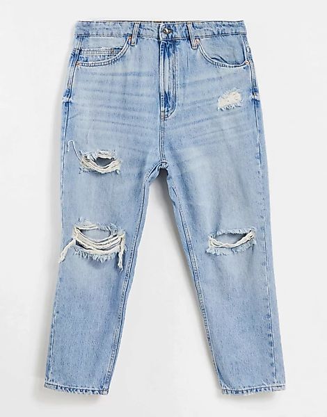 Pull&Bear – Zerrissene Jeans in Blau mit lockerem Schnitt günstig online kaufen