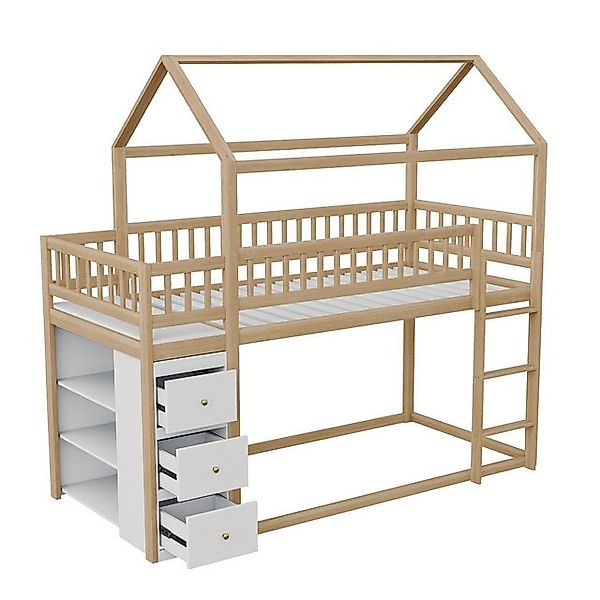 HAUSS SPOLE Etagenbett 90x200cm Kinderbett mit Aufbewahrungskommode, Regale günstig online kaufen