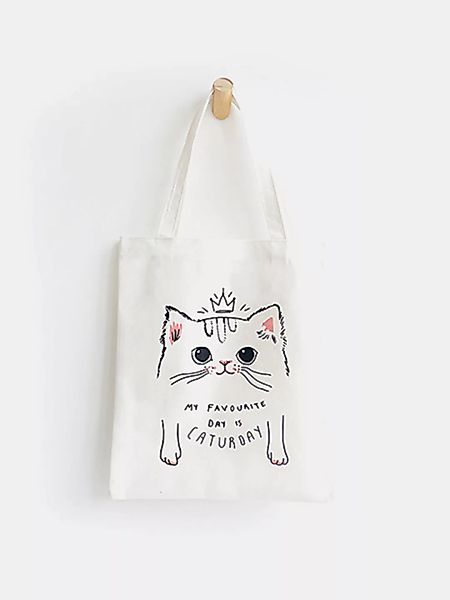 Süße Katze Prints Canvas Schultertasche Freizeittasche günstig online kaufen