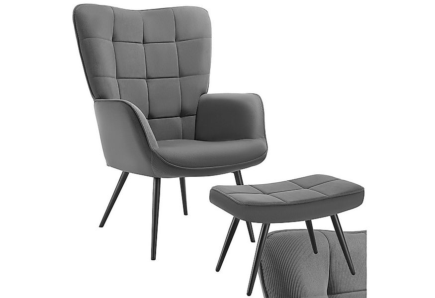 tectake Relaxsessel Sessel Hygge gepolstert inklusive Beistellhocker, Belas günstig online kaufen