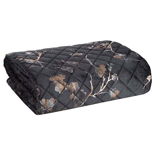 Eurofirany Tagesdecke Blumenmuster Glamour Überwurf Samt Weich Velours, Dop günstig online kaufen