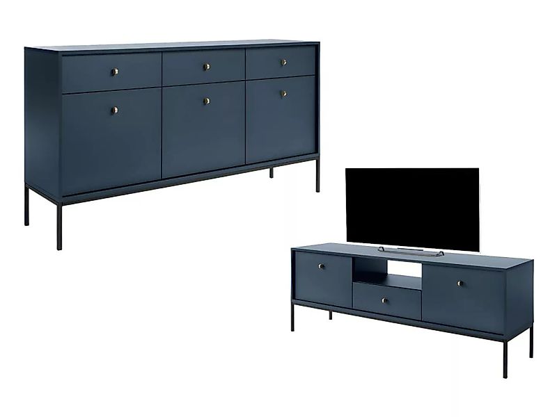 Sparset: Sideboard + TV-Möbel - Blau - BOGDAN günstig online kaufen