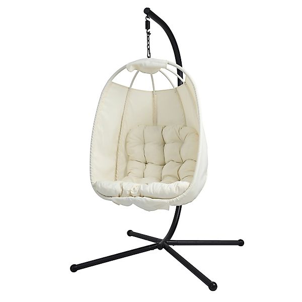 Svita Nelly Hängesessel Mit Gestell Klappbar Hängekorb Beige günstig online kaufen