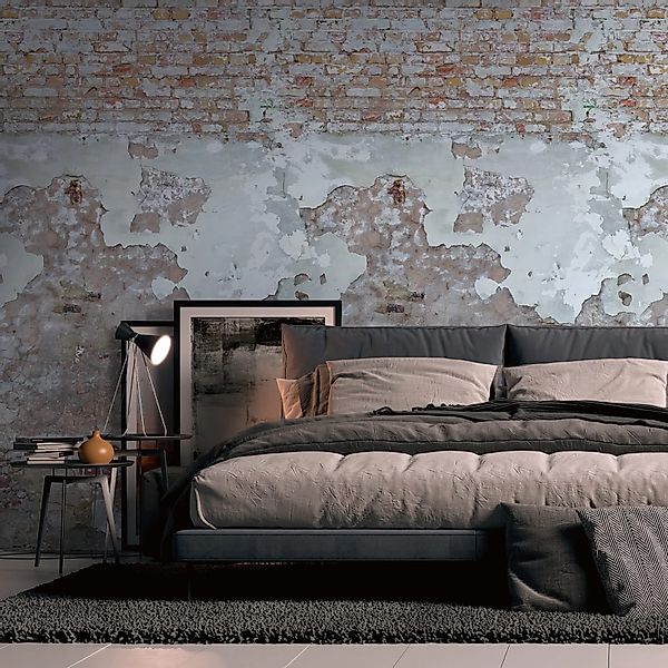 PROFHOME 392341-GU Fototapete Ziegelstein Grau Beige Rot Creme 1,59 m x 2,8 günstig online kaufen