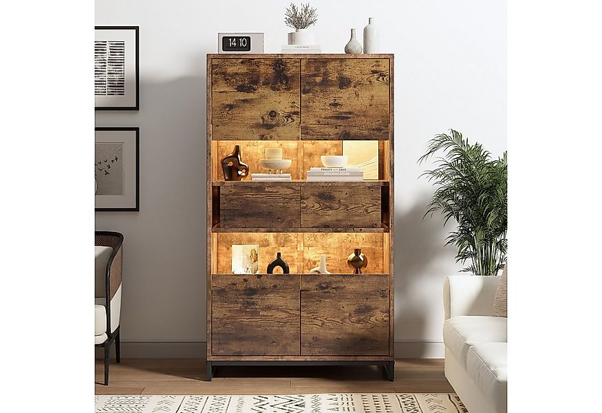 Merax Standvitrine mit LED-Beleuchtung & Acrylfront, Highboard in Schwarz & günstig online kaufen