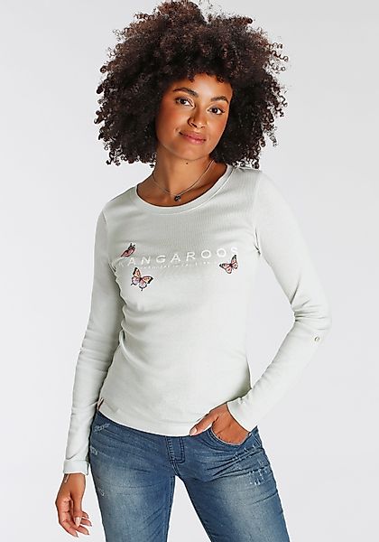 KangaROOS Langarmshirt krempelbare Ärmel, sehr figurbetonter günstig online kaufen