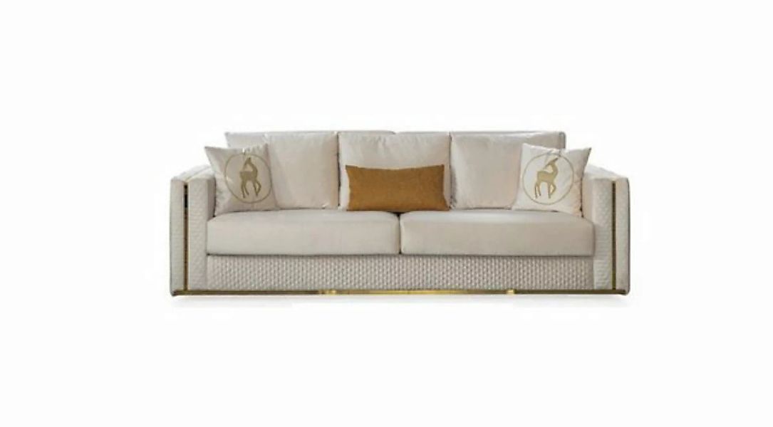 JVmoebel Sofa Design Textil 3 Sitzer Weiß Elegant Modern Sofa Couch Polster günstig online kaufen