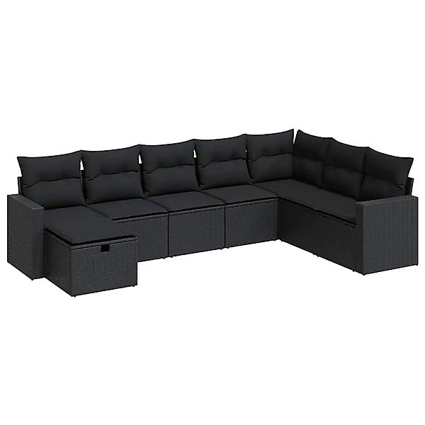 vidaXL 8-Tlg Garten-Sofagarnitur mit Kissen Schwarz Poly Rattan 3325431 günstig online kaufen