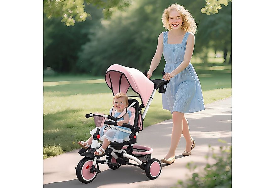 AIYAPLAY Dreirad 6in1 mit Schubstange, drehbarem Sitz, Korb, Tasche, Geträn günstig online kaufen