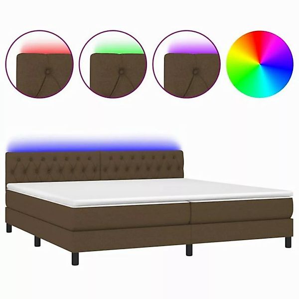 vidaXL Boxspringbett Boxspringbett mit Matratze LED Dunkelbraun 200x200 cm günstig online kaufen