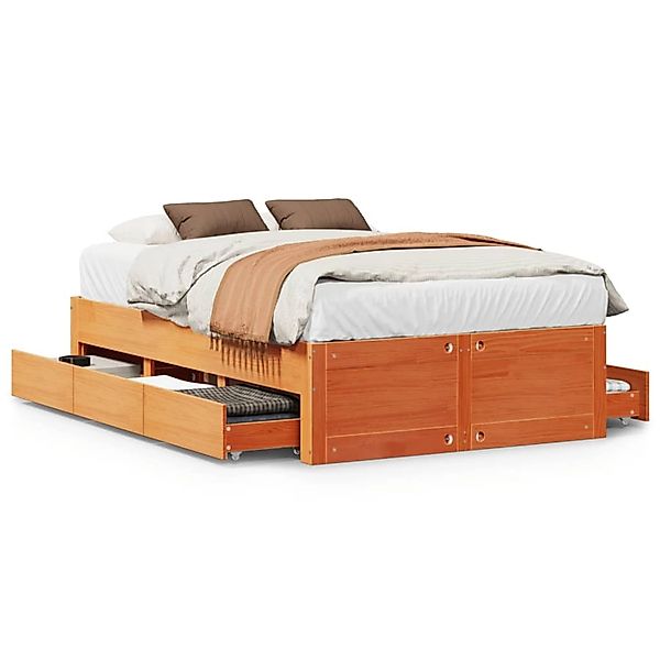 vidaXL Massivholzbett ohne Matratze mit Schubladen Braun 135x190 cm 3308821 günstig online kaufen