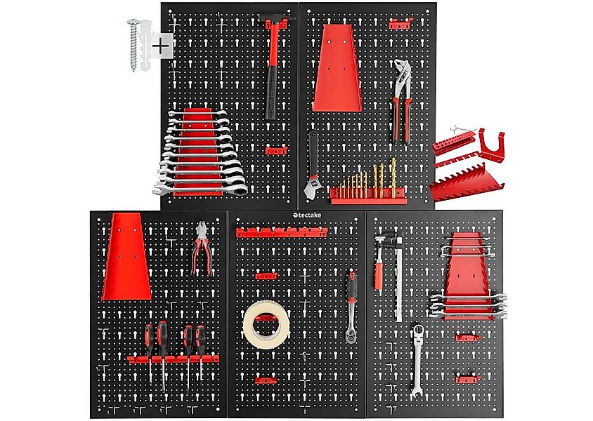tectake Lochwand Werkzeuglochwand Jonah mit Haken und Halterungen, (5-tlg), günstig online kaufen