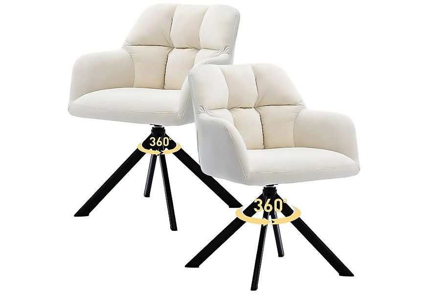 Refined Living Esszimmerstuhl 360° Drehstuhl Esszimmer mit Armlehnen Samt P günstig online kaufen