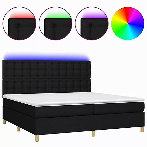 vidaXL Boxspringbett Boxspringbett mit Matratze LED Schwarz 200x200 cm Stof günstig online kaufen