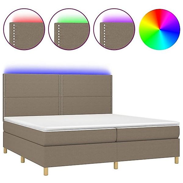 vidaXL Boxspringbett Boxspringbett mit Matratze LED Taupe 200x200 cm Stoff günstig online kaufen