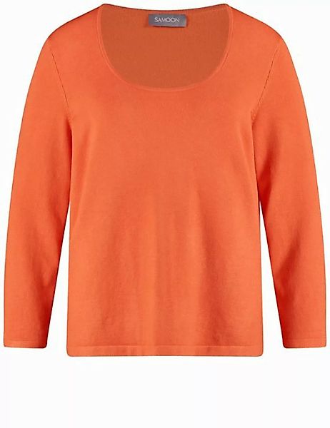 Samoon Rundhalspullover Basic Pullover mit tiefrundem Ausschnitt günstig online kaufen