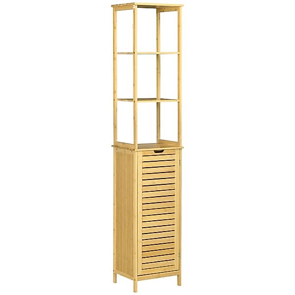 Kleankin Badezimmerschrank mit 3 Offenen Fächer und 1 Schrank 34 x 30 x 173 günstig online kaufen