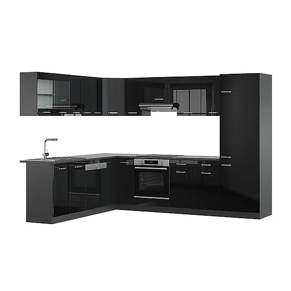 Vicco R-Line Eckküche Schwarz Hochglanz/Anthrazit 227 x 287 cm AP Anthrazit günstig online kaufen